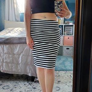 Black White Striped skirt
